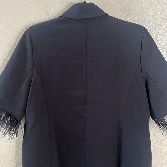 AEL Amy Enjoy Life Black One Button Blazer Feather Sleeve Mini Dress Size Small - Picture 12 of 14